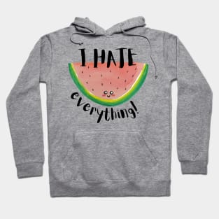 I Hate Everything, Kawaii Watermelon Slice - Sarcastic Cute Hater (white t-shirt) Hoodie